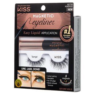 KISS Magnetic Eyeliner & False Eyelashes 14 mm Kit - Tempt